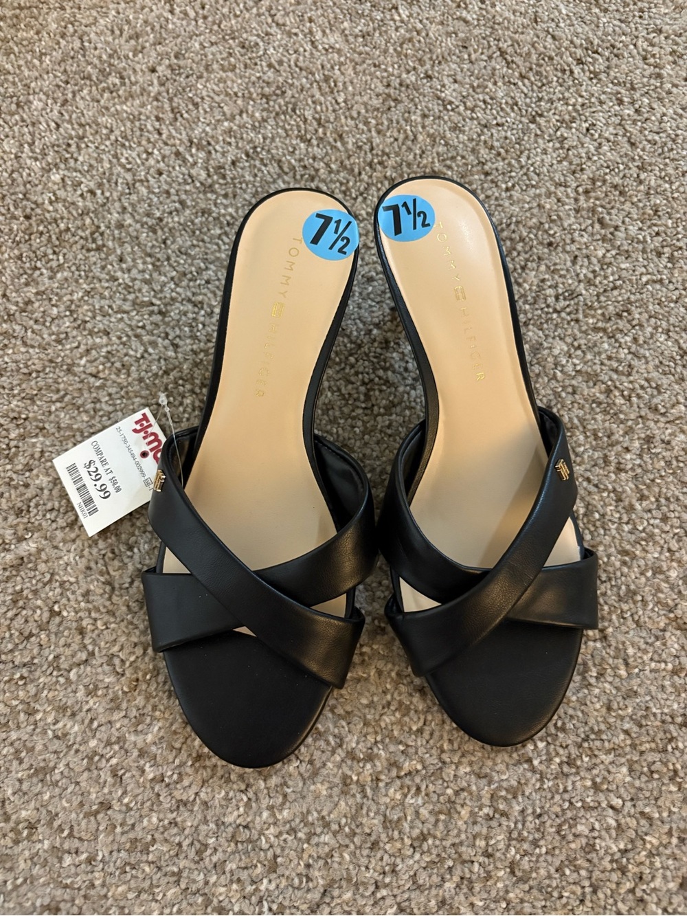 Tommy Hilfiger Black Crisscross Kitten Heels